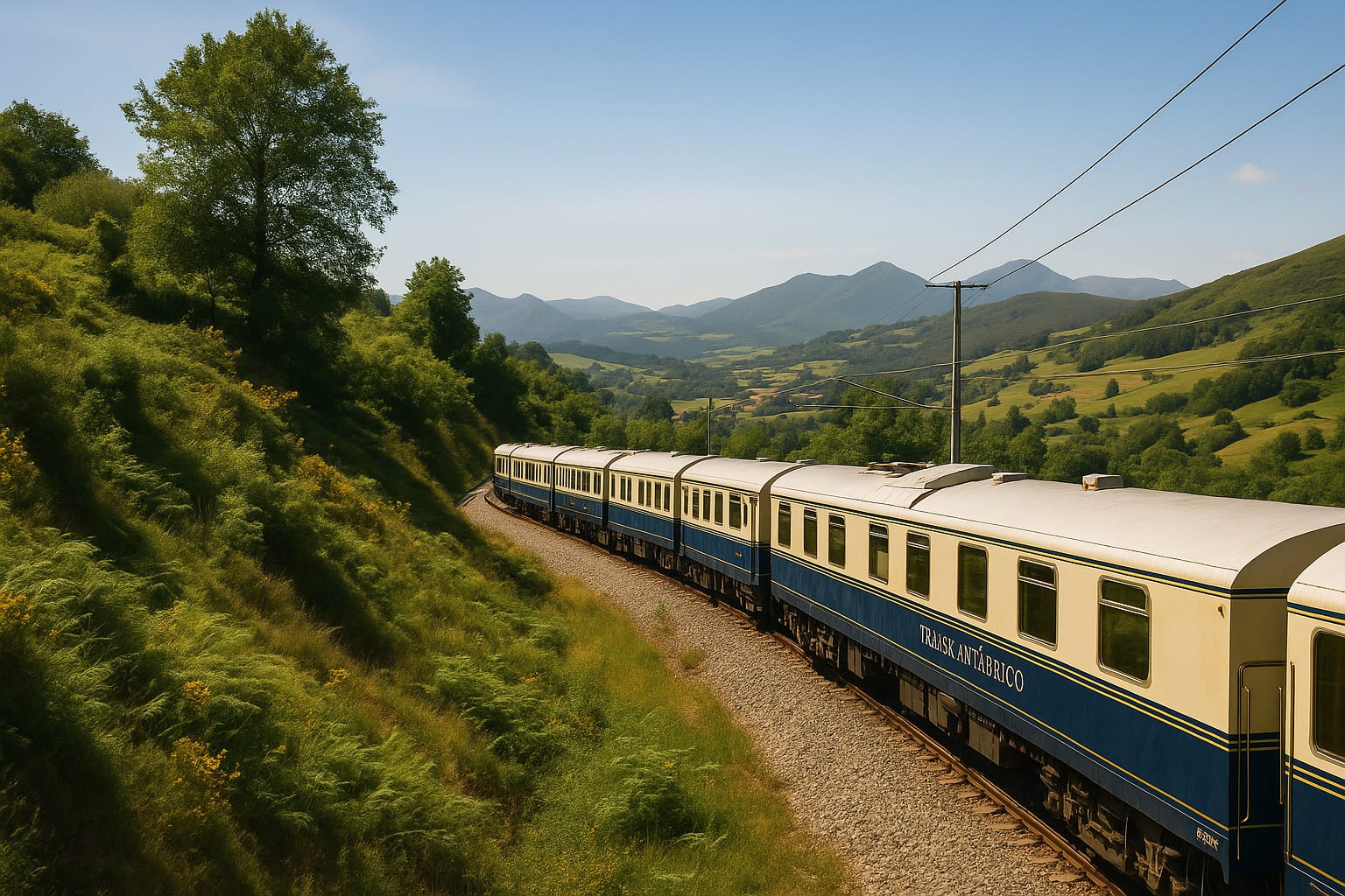Tren Transcantábrico de lujo recorriendo el paisaje por el norte de España