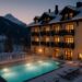 Hotel boutique de lujo en paisaje invernal en España