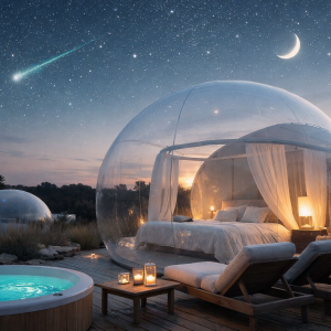Hotel burbuja en España para escapada romántica bajo las estrellas en plena naturaleza